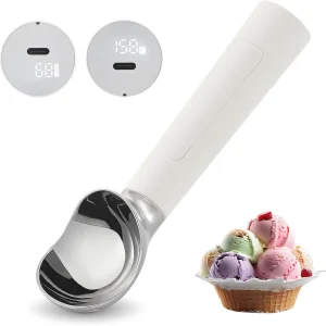 Rechargeable Heated Ice Cream Scoop w/ LED Display - Warms to 158°F - Easy Use