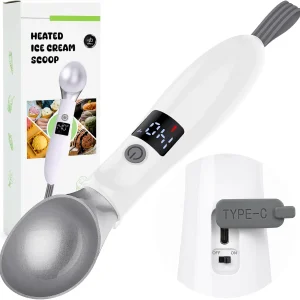 Heated Ice Cream Scoop, Rechargeable Electric Scooper, LED Display